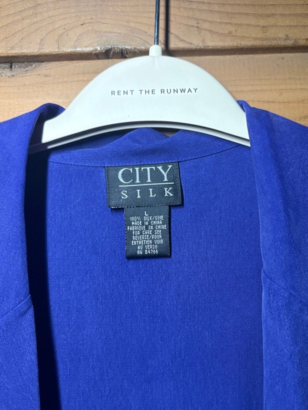 City Silk Blue Button-Down Shirt- Size Large - Picture 4 of 9